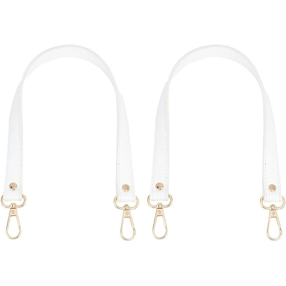 2Pcs Leather Purse Strap 47cm Short Shoulder Bag Straps Replacement White Imitation Leather Bag Handles with Golden Swivel Clasps for Underarm Bag Handbag Tote Satchel Purse Making