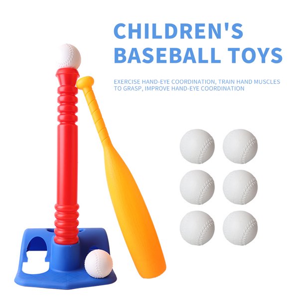 SKONYON Children's Baseball Toy, Tot Sports T Ball Set with 8 Toy Balls