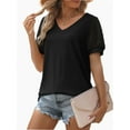 thumbnail image 2 of Womens Summer Casual Shirts Short Sleeve Tunic V Neck Trendy Blouses Tops, 2 of 5