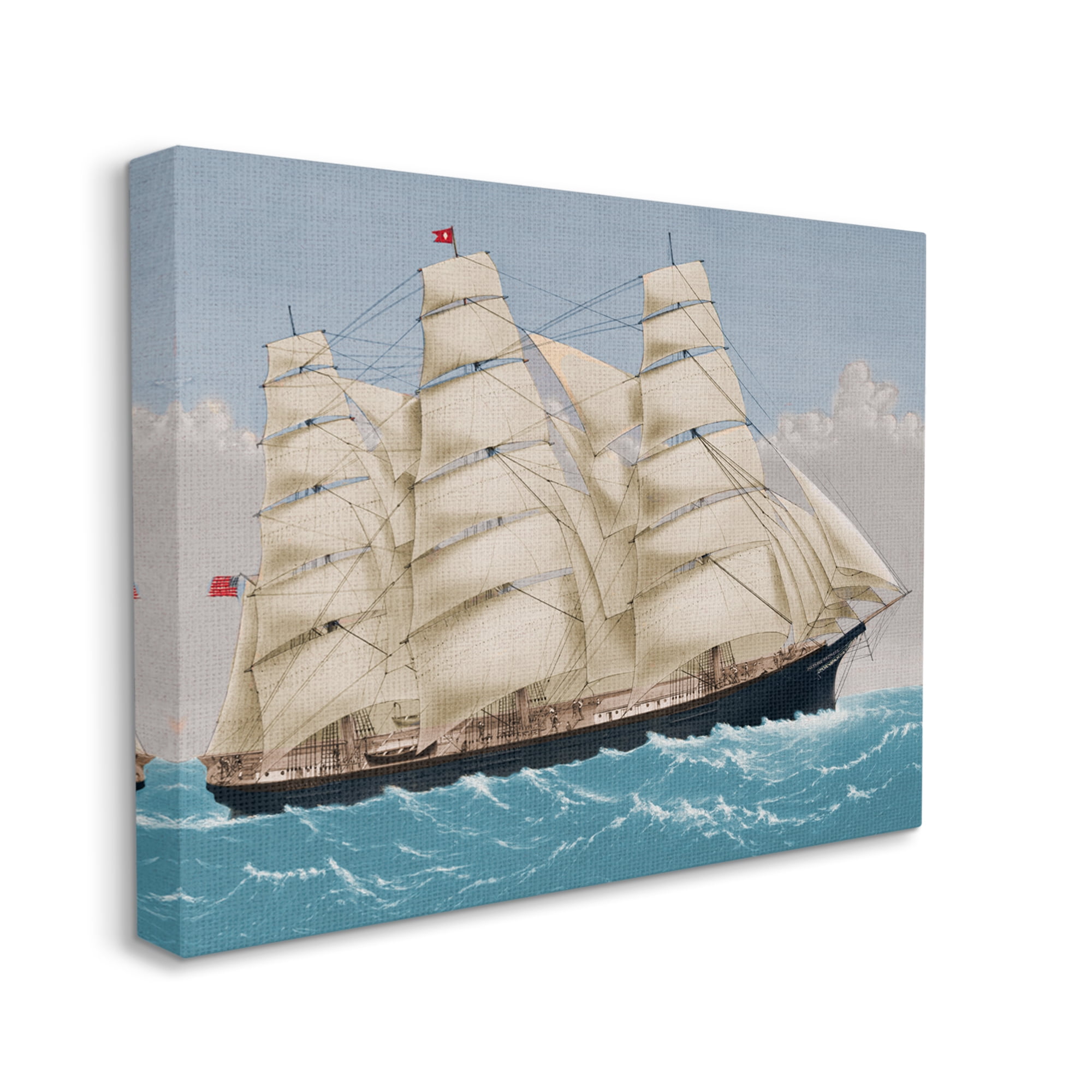 Stupell Industries Nautical Ship Sailing Transportation Painting Gallery Wrapped Canvas Print Wall Art, 20 x 16
