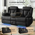 thumbnail image 6 of Loveseat Recliner Sofa, Manual Reclining Couch with Console, AC Outlet & USB-A/USB-C Ports, Wall Hugger RV Sofa for Living Room & Home Theater with Cup Holders LED Light, 6 of 8