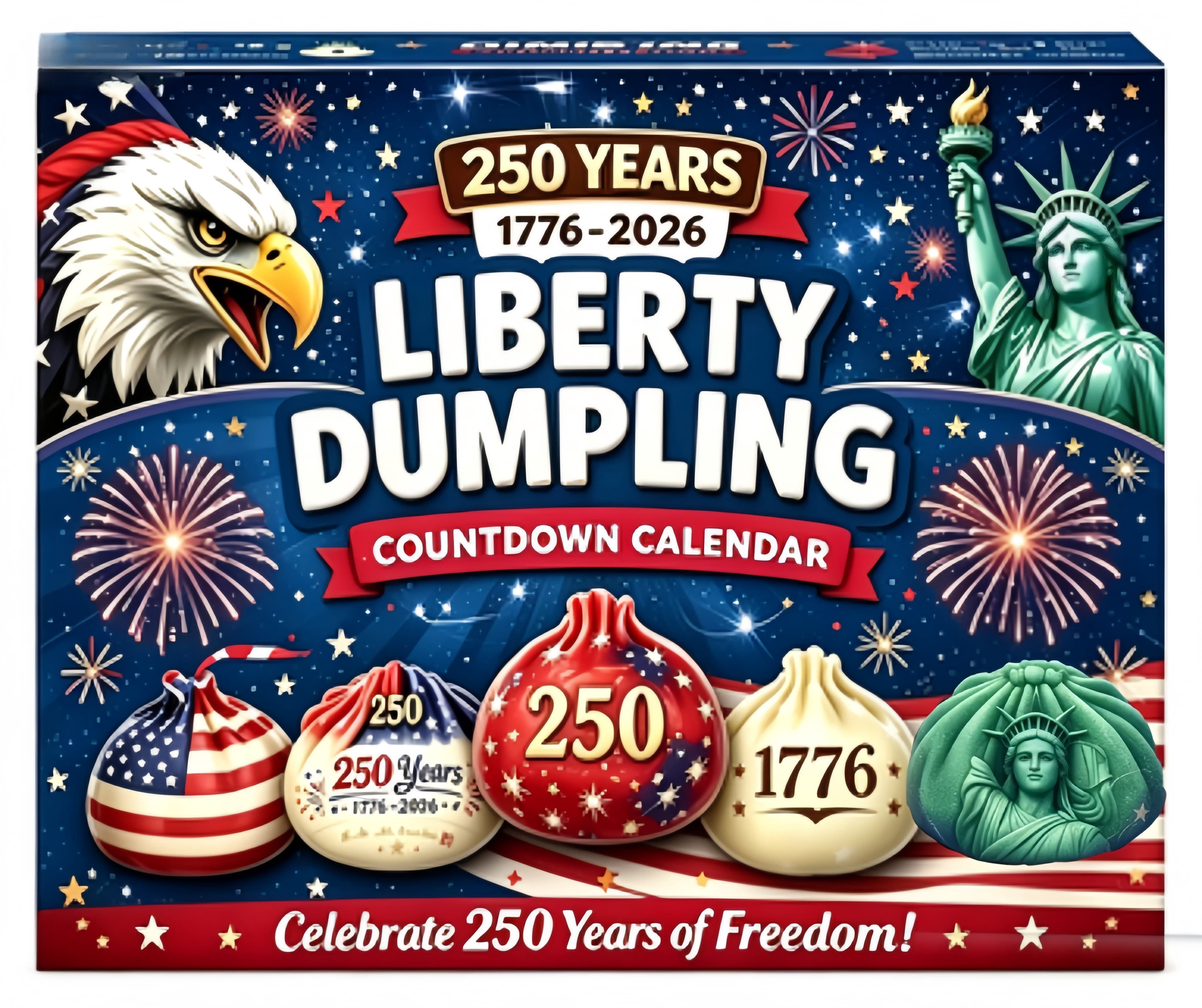 250th Independence Day Mystery Advent Calendar Bun Advent Calendar Dumpling Squishies, Colorful Dumplings Stress Balls Fidget Sensory(12 Dumplings)