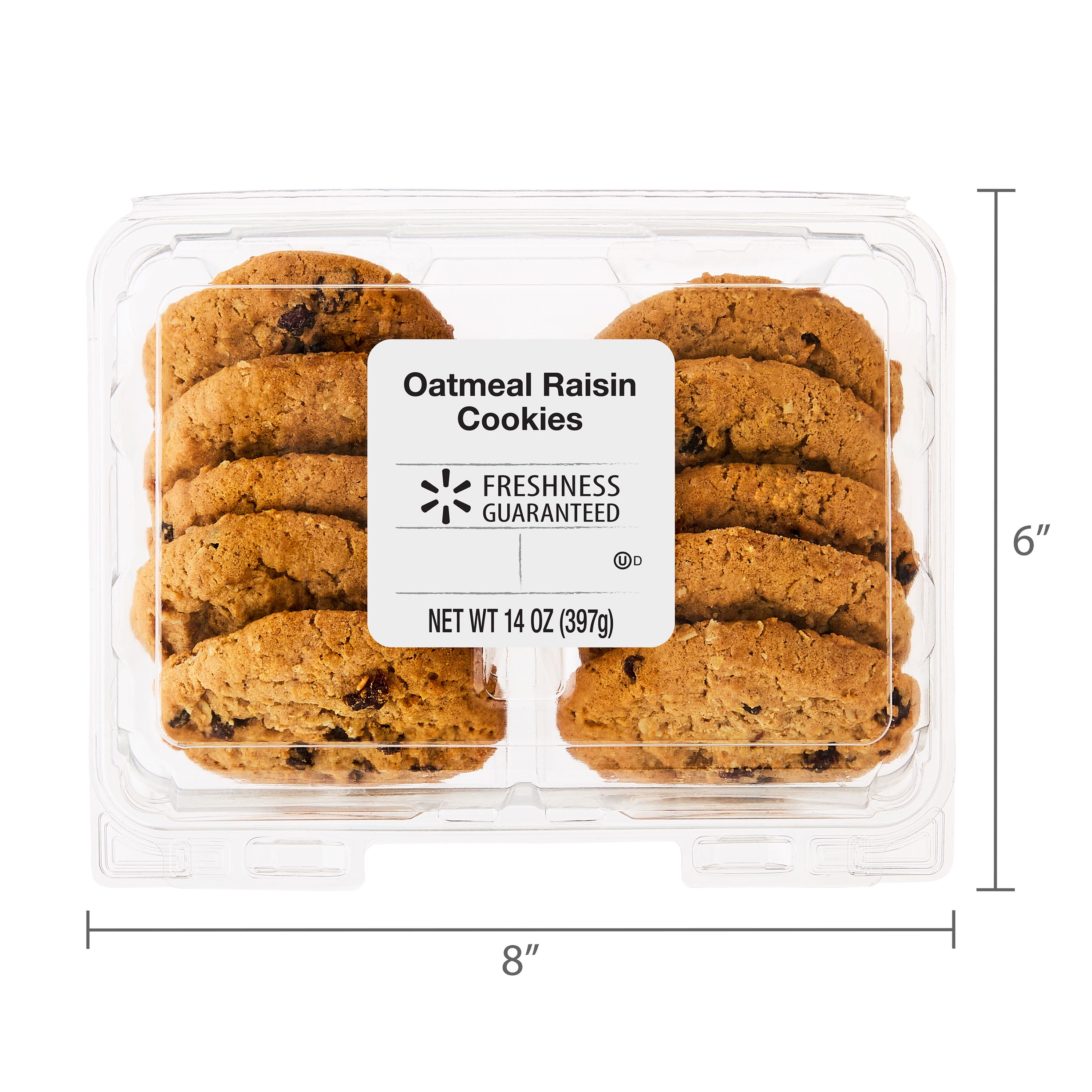 Freshness Guaranteed Oatmeal Raisin Bakery Cookies, 14 oz, 10 Count (Shelf Stable)