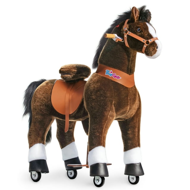 PonyCycle Horse Ride on Toys for Kids Riding Large Horse Rocking Horse (with Brake/42.5" Height/Size 5 for Age 7-12) Ride-on Animals Plush Pony Toys No Electricity Ux521