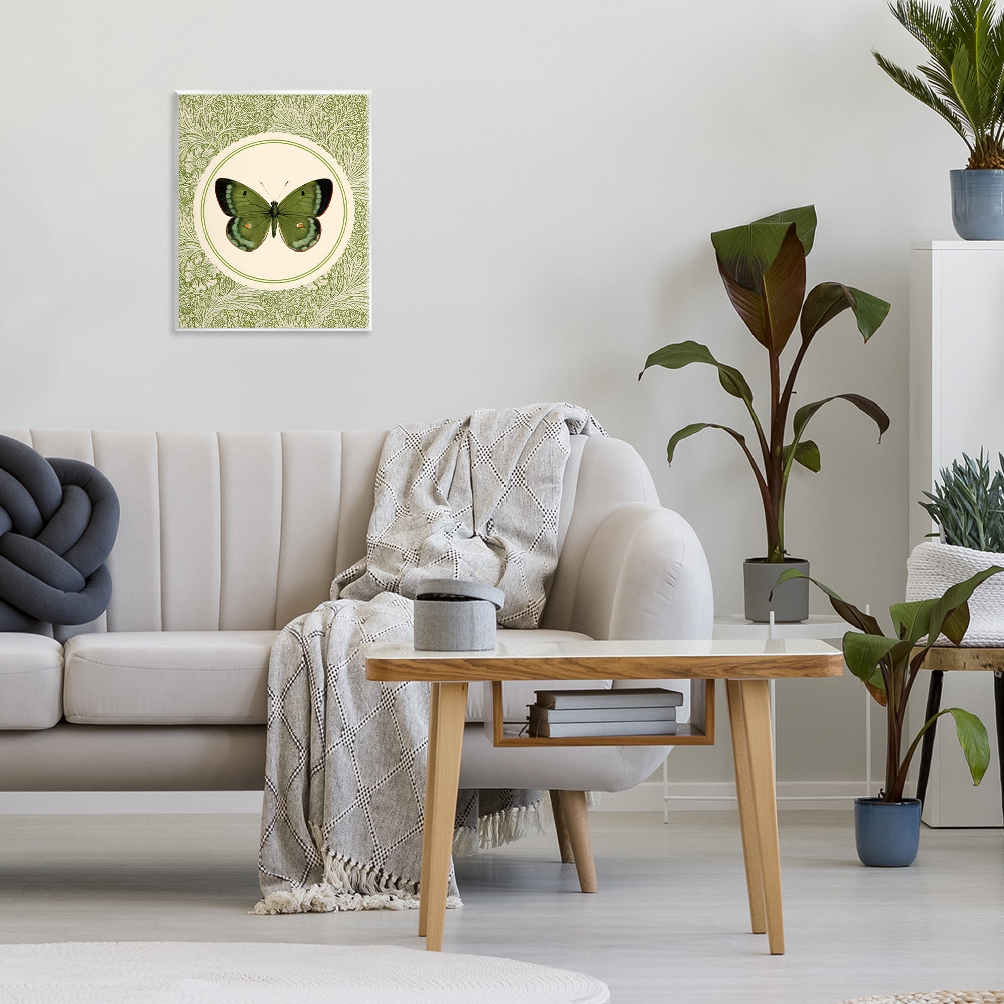 Stupell Industries Green Butterfly Botanical Medallion Wall Plaque Art, design by LSR Design Studio
