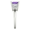 thumbnail image 3 of Clara Pucci 14K White Gold Solid Gold Alexandrite Three-Stone Anniversary Ring for Women - 4 cttw Square Emerald Cut, 3 of 7