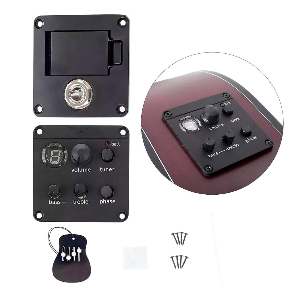 Yihuala Acoustic Guitar Pickup Active Guitar Equalizers Piezo Pickup 2-Bands Equalizers Tuner for Acoustic Guitar Amplifier Endu