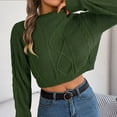 thumbnail image 5 of Womens sweaters Cropped Sweater Casual Long Sleeve Cable Knit Pullovers Fall trendy Winter Sweater Jumper Tops for ladies, 5 of 7