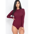 thumbnail image 6 of Body-Hugging Ribbed Mock Neck Long Sleeve Bodysuit, 6 of 11