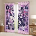 thumbnail image 2 of Erosebridal Cartoon Anime Girl Curtains Pack of 2 (42x84 Each),Purple Black Cute Bowknot Curtains Blackout For Teens, 2 of 7