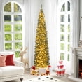 thumbnail image 1 of Gymax 7 ft Pre-Lit Artificial Christmas Tree Slim Pencil Xmas Tree Holiday Party Decor, 1 of 10