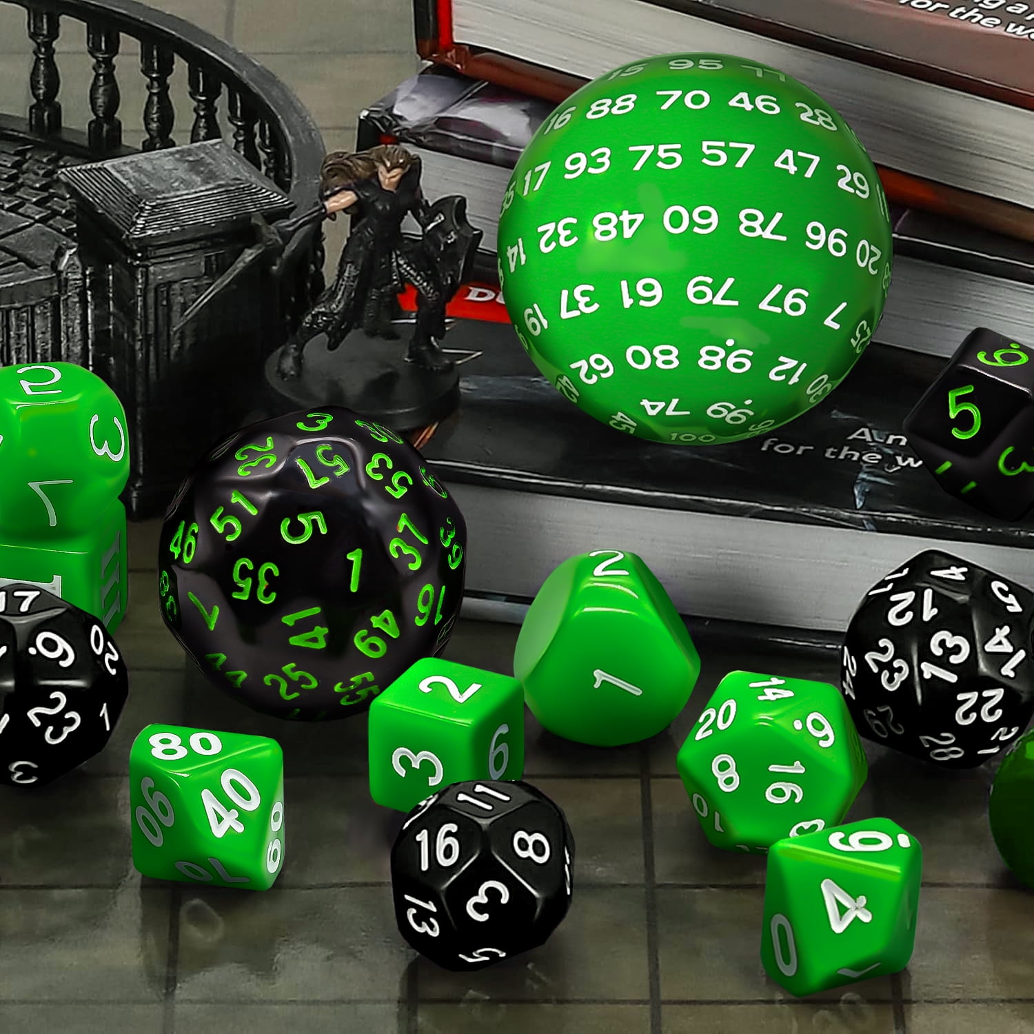 SWAJUJA 3 Set Complete D3-D100 DND Polyhedral Dice Set 100 Sided Dice Multisided D100 Dice for Role Playing Table Games Party (Black & Purple, Black & White, Purple & White)