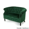 thumbnail image 5 of Noble House Myrna Button Tufted Velvet Loveseat, Emerald, 5 of 7