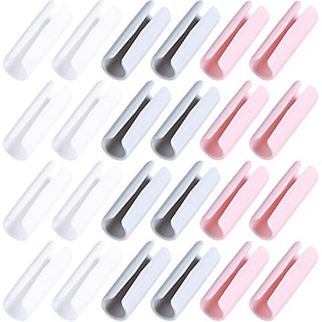 24 clips cilíndricos para sábanas (blanco, rosa y gris), clips de plástico para sábanas, sujetadores de sábanas, clips para colchones, que se utilizan para mantener las sábanas bien sujetas