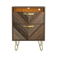 thumbnail image 4 of Topcobe 1Pcs Nightstand 2 Drawer for Bedroom, Small Night Stand End Table Modern, Sofa Side Table with 16 Color Remote Control Lights for Living Room, Brown, 4 of 16