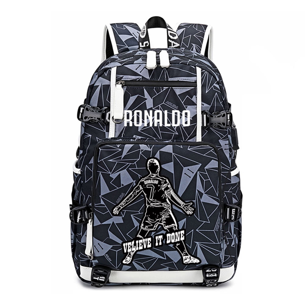 Cristiano Ronaldo #7 Soccer Picture Backpack Premium Gift Unique School Bag  ✓ Dimensions H 16.3 x W 11.8 x D 5.9 in (Ronaldo Black Ronaldo Backpack) :  Amazon.in: Fashion