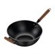 thumbnail image 1 of Sartén wok de hierro con mango de madera, sin revestimiento, agarre cómodo, utensilios de cocina, wok chino Diámetro 32 cm, 1 of 9
