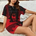 thumbnail image 4 of KLL Black Panther Red Background Print Pajama Set for Women Short Sleeve Sleepwear Pjs Soft 2 Piece Lounge Sleepwear Sets-Medium, 4 of 6