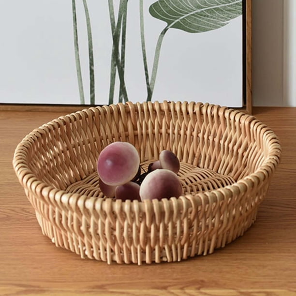 Fruit Storage Basket Vegetable Holder Rack Wicker Bread Basket Portable Multipurpose Fruit Bowl For Wedding Party Bathroom 35cm perfecl Cesta de almacenamiento