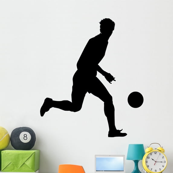 Soccer Silhouette Wall Decal by Wallmonkeys Peel and Stick Graphic (48 in H x 42 in W) WM23343