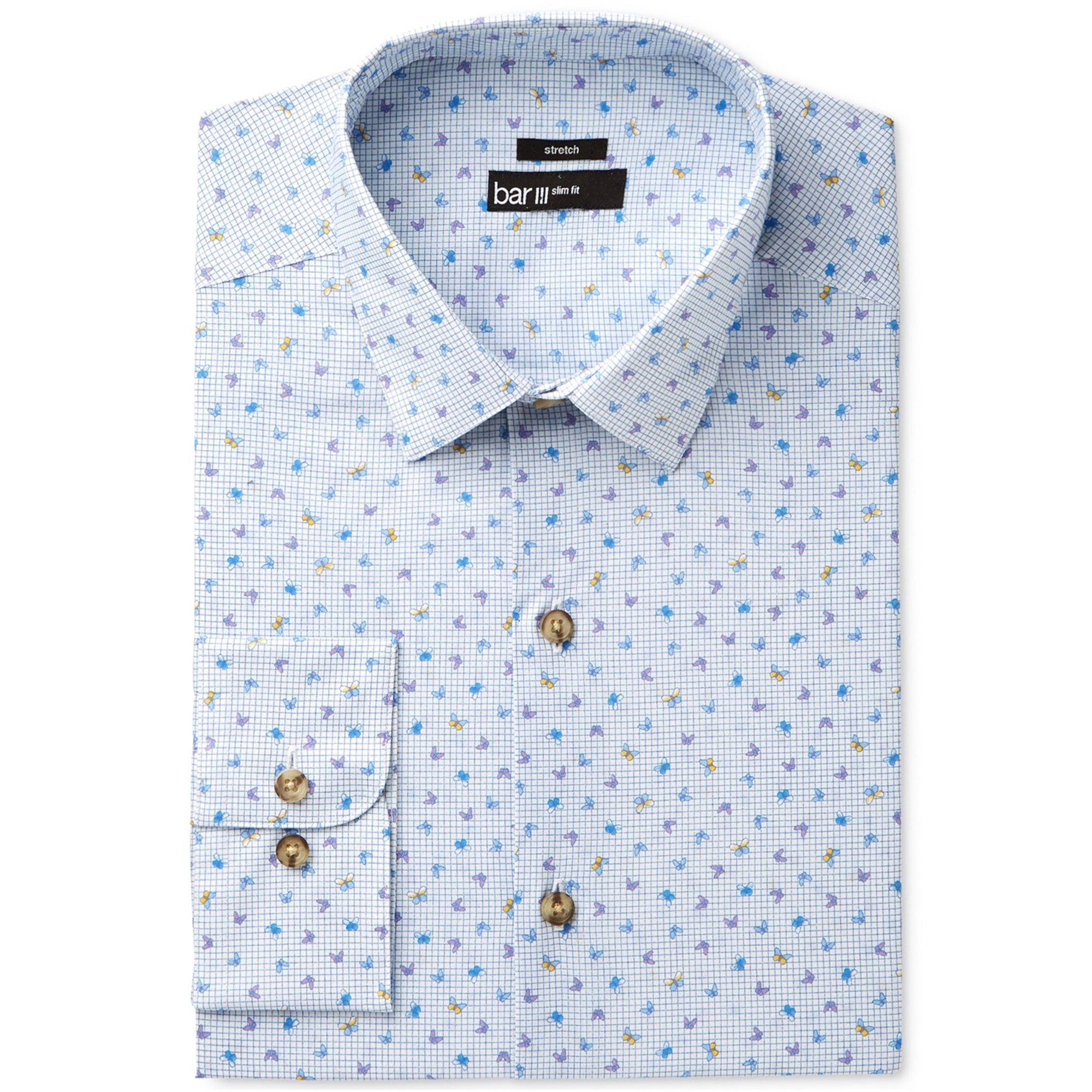 Bar III Slim Fit Easy Care Short Sleeve Button Down Shirt
