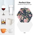 thumbnail image 6 of Honeii Vintage Floral print Leather Coaster Set of 4, ideal for safeguarding your furniture from drinks spills and effortless cleanup-Hexagon, 6 of 6