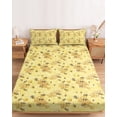 thumbnail image 2 of Full Size Fitted Sheet Set - Summer Bees 3 Piece Bedding Sets 16" Deep Pocket Fitted Sheet with 2 Pillowcases Pastoral Garden Yellow Honey Watercolor Brushed Microfiber Hotel Luxury Bed Sheets, 2 of 9