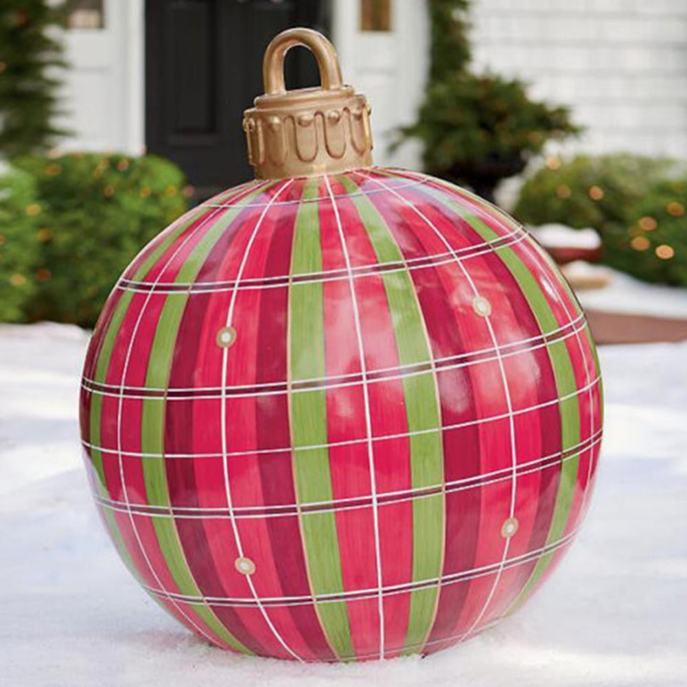 WYBF Outdoor Christmas PVC Inflatable Decorated Ball,23.7 inch Christmas Inflatable Ball Outdoor Garden Xmas Tree Decoration Ball Toy Gift 06 