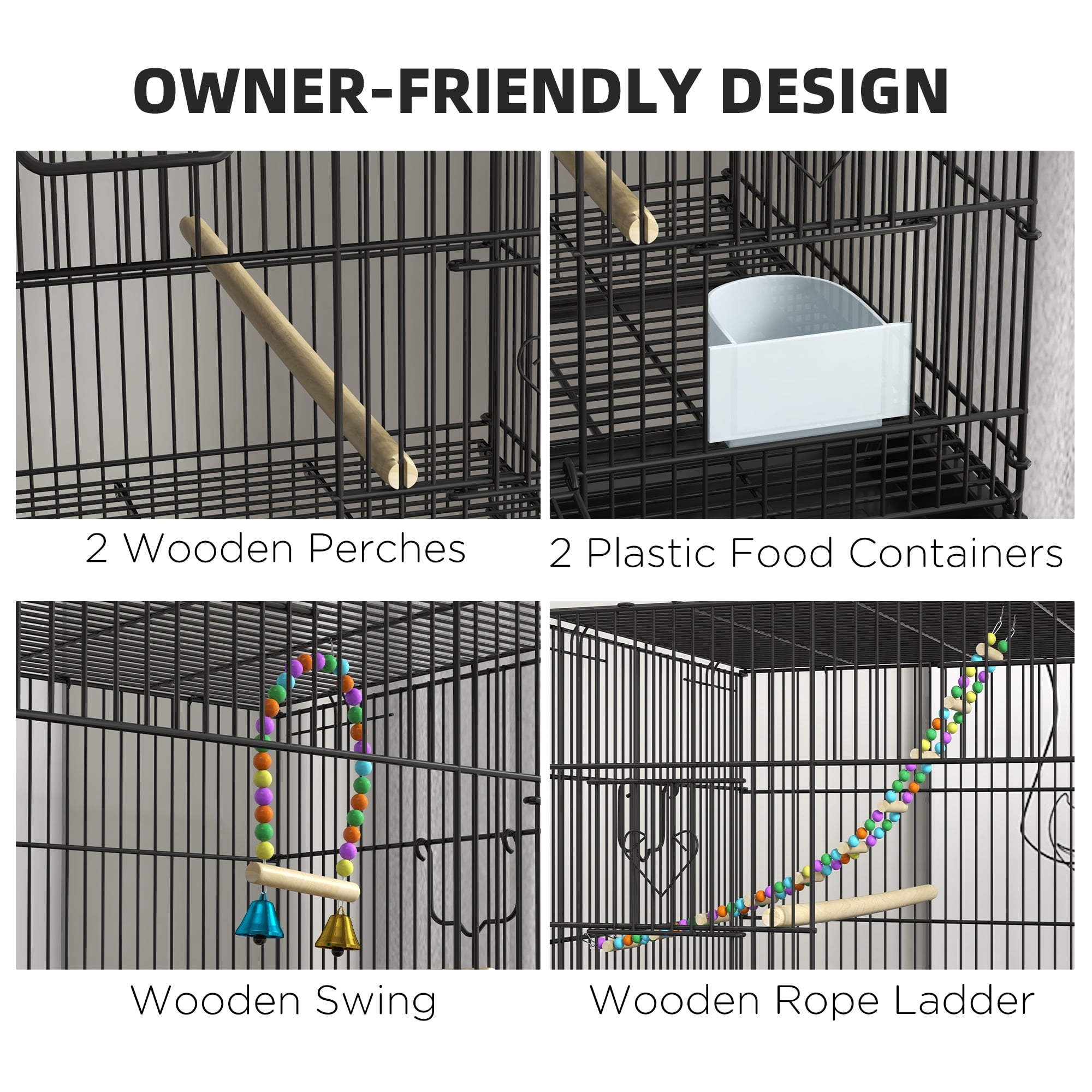 PawHut Double Stackable Bird Cage on Wheels w/ Stand for Canaries