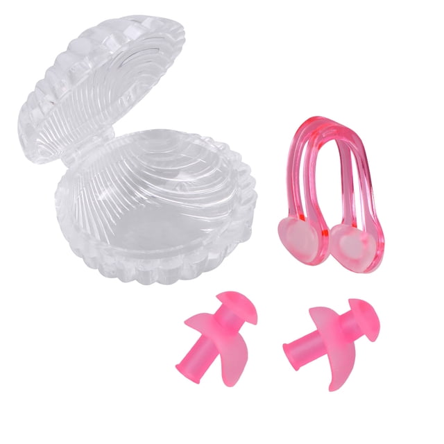 EeaseCA High-end Exquisite Swim Waterproof Silicone Earplug Nose Clip Set Surf Swimming Accessories(Pink)