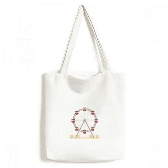 Amusement Park Colourful Ferris Wheel Pattern Tote Canvas Bag Shopping Satchel Casual Handbag