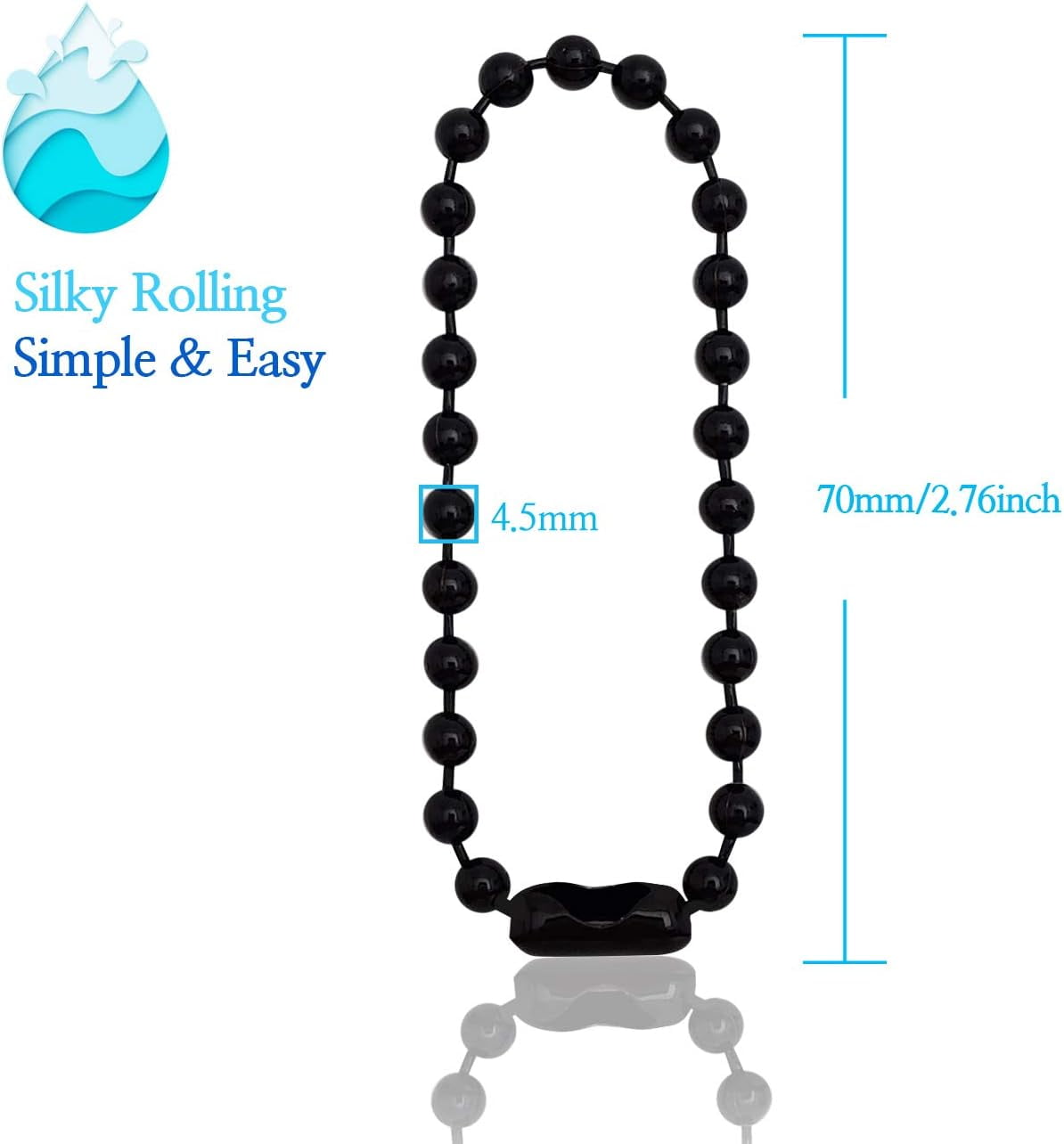 MKEUDQ-Shower Curtain Hooks Rings, Shower Hooks for Bathroom Shower Rods Curtains, Set of 12 Hooks, spa-Quality Look-Black