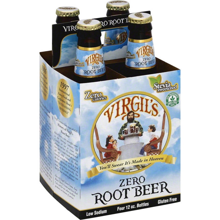 Virgils Zero Root Beer Soda 4 count, 48 fl oz, (Pack of 6) Walmart