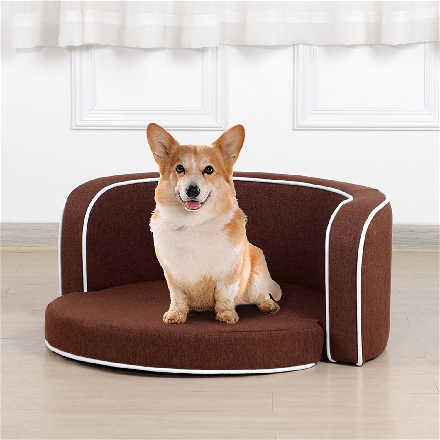 Pefilos 30" Round Pet Sofa, Dog Sofa Beds, Cat Sofa BedS, Brown Pefilos 30" Round Pet Sofa, Dog Sofa Beds, Cat Sofa BedS, Brown