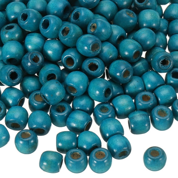 Uxcell 300 Pcs Natural Wooden Beads for Crafts Jewelry, Blue (12 x 11mm, 5mm Hole)