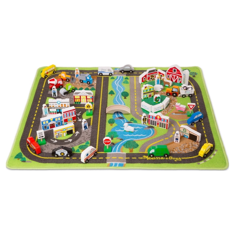 Melissa & Doug Deluxe Activity Road Rug Play Set, 49 Pieces photo 1