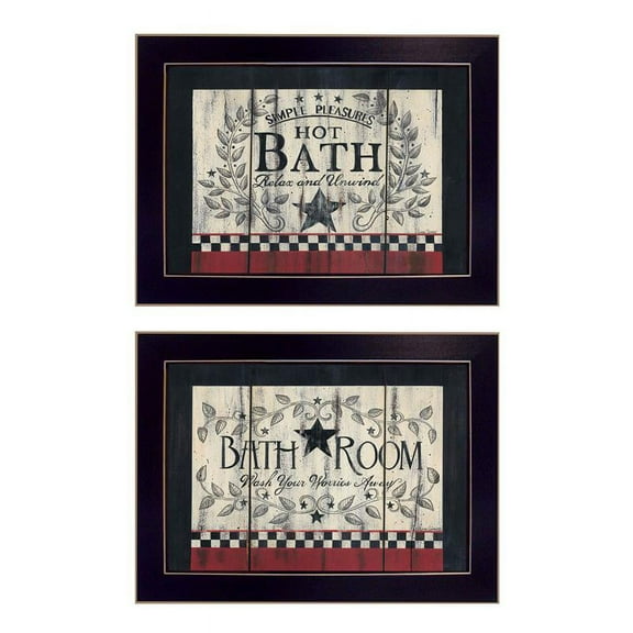 Hot Bath 2-Piece Vignette by Linda Spivey Printed Wall Art Wood Multi-Color