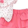 thumbnail image 7 of SGFCWSX Girls 2 Piece Outfits Floral Ruffle Sleeve Tops Layered Bow Shorts Summer Casual Clothes Set Pink Size 4T, 7 of 7