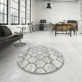 thumbnail image 3 of Ahgly Company Indoor Round Contemporary Dark White Beige Trellis Area Rugs, 8' Round, 3 of 6