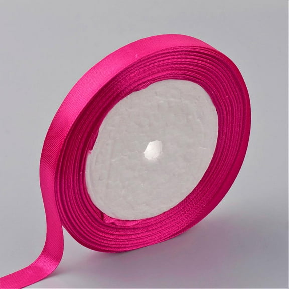 Single Face Satin Ribbon Polyester Ribbon Hot Pink 1/4 inch(6mm) about 25yards/roll(22.86m/roll) 10rolls/group 250yards/group(228.6m/group) 1group