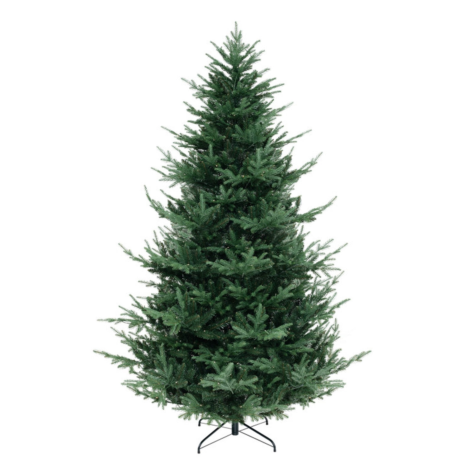 RUIE 8 ft Pre-Lit Christmas Tree, Tall Green Artificial Hinged Xmas Tree with 450 LED Lights, 1480 Branch Tips, Foldable Stand