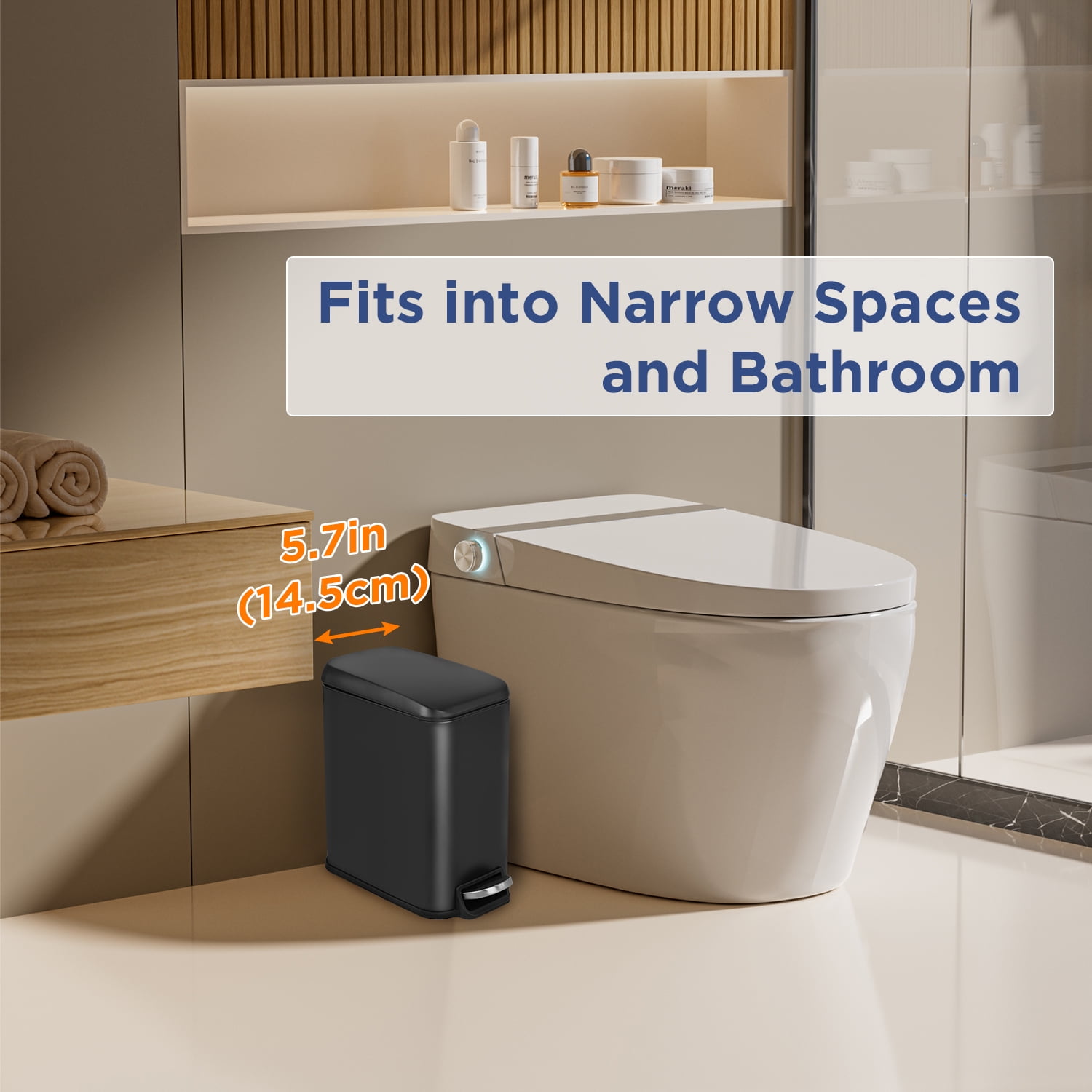 XF XINFENG 1.3 Gallon Kitchen Trash Can Stainless Steel Garbage Can with Removable Plastic Inner Bucket Lid Foot Pedal for Home Bedroom Bathroom, (2, Black)