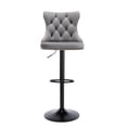 thumbnail image 6 of Tcbosik Swivel Bar Stools Set of 2, 24.8"-33" Height Adjustable Velvet Upholstered Barstool with Button Tufted Back, Counter Stool for Dining Room, Kitchen Island, Gray & Black, 6 of 10