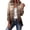 04# Brown, variant on Women's Western Ruffled Button Down Jacket, Vintage Gradient Print Long Sleeve Lapel Coat, Boho Casual Open Front Outerwear for Spring Fall Daily Wear Coffee S