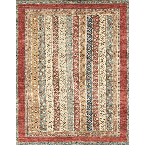 Ahgly Company Machine Washable Indoor Rectangle Abstract Chestnut Red Area Rugs, 7' x 9'