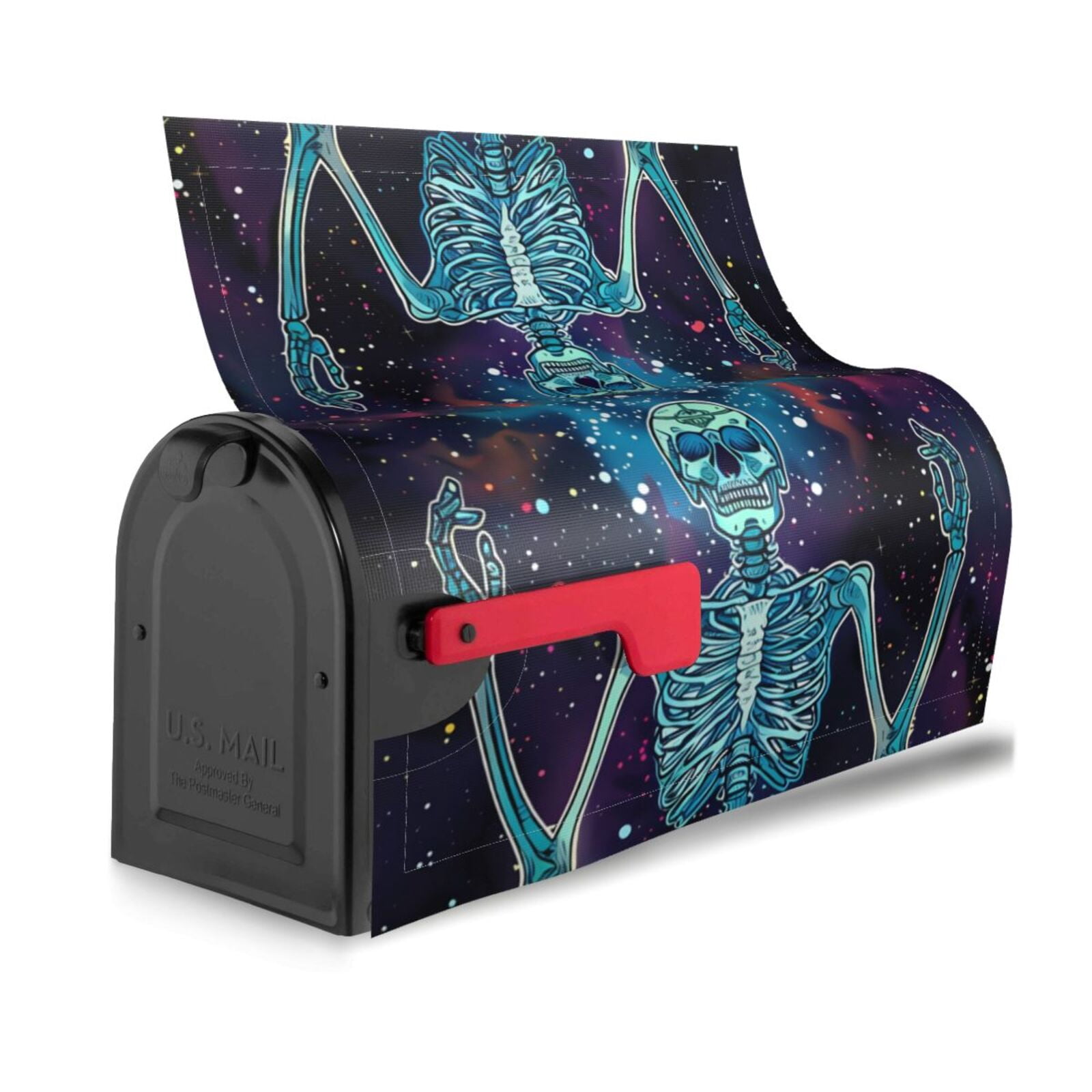 Logiee Space Skeleton Meditation Print Post Letter Box Wrap Decor, Mailbox Cover Suitable for Standard Mailbox and Large Size Mailbox,Outdoor Yard Decoration-25.5x21 in