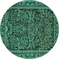 thumbnail image 1 of Ahgly Company Machine Washable Indoor Round Persian Turquoise Blue Traditional Area Rugs, 3' Round, 1 of 4