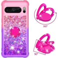 thumbnail image 3 of Slim Fit Phone Case for Google Pixel 8 Pro,Bling Shiny Quicksand Effect TPU Bumper Case with Metal Ring Kickstand and Four Corners Heavy Protection Case for Pixel 8 Pro,Pink Purple, 3 of 7