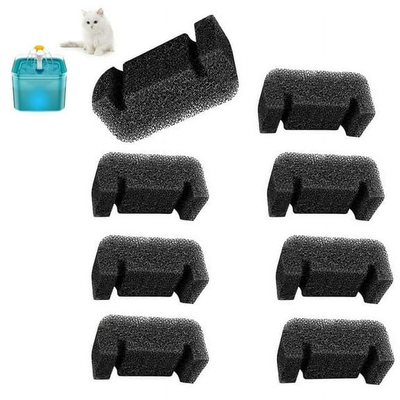 Cat Fountain Filter Replacement, Qzbhct Upgraded Sponge Foam Filter for Round and Cubic Stainless Steel Top Cat Fountain, for Crystal and Fantasy Cat Fountain (Pack of 8)