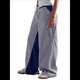 thumbnail image 2 of Pantalones de Rayas de Tiro Bajo para Mujer, Estilo Bohemio, con Cordón Ajustable y Pernera . Azul Marino L, 2 of 10